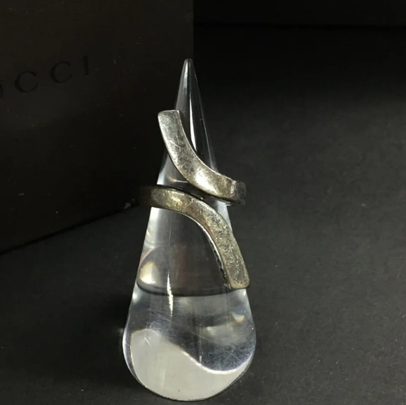 GUCCI G Logo Silver 925 Bent Ring ISO sz:47  /6Q0159 - Picture 1 of 8